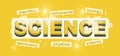 Word Science with components on bright yellow background Royalty Free Stock Photo