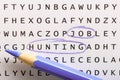 Word search, puzzle. Concept about finding, job hunting, unemplo Royalty Free Stock Photo
