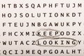Word search, puzzle. Concept about finding, keep looking, persis