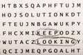 Word search, puzzle. Concept about finding, keep looking, persis Royalty Free Stock Photo