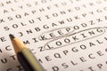 Word search, puzzle. Concept about finding, keep looking, persis Royalty Free Stock Photo