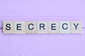 word secrecy from small gray wooden letters