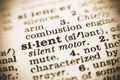 The word Silent in the dictionary Royalty Free Stock Photo