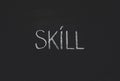 Word Skill written with white chalk on blackboard