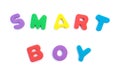 Word of smart boy shaped by alphabet puzzles Royalty Free Stock Photo