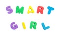 Word of smart girl shaped by alphabet puzzles