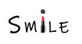 Word Smile over the white background. Make up artist, beauty salon, beauty blog