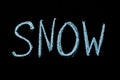 Word `snow` handwritten on chalkboard