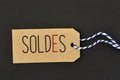 Word soldes, sale in french, in a label Royalty Free Stock Photo