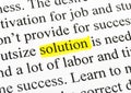 Word solution in text Royalty Free Stock Photo