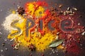 Word Spice drawing on various spices Royalty Free Stock Photo