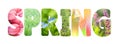 Word Spring with colorful nature photos inside the letters