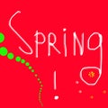 Word spring on red background picture