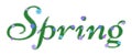 Word is spring, written with green grass and flowers. Vector ill