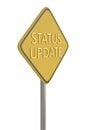 The word status update on street sign. 3D illustration.