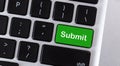 Word Submit on green button of keypad Royalty Free Stock Photo