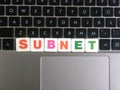 Word Subnet on keyboard background Royalty Free Stock Photo