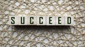The word succeed on the block of wood Royalty Free Stock Photo