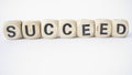 The word succeed on the block of wood Royalty Free Stock Photo