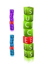 Word success. stack of cubes with letter