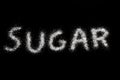 Sugar spelled out on black