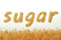 Word sugar written with brown sugar