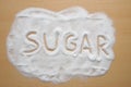 Word sugar written in sugar