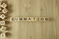 Word summation from wooden blocks Royalty Free Stock Photo