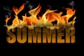 Word Summer in Fire Text