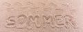 Word summer in german written on the beach Royalty Free Stock Photo