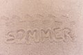 Word summer in german written on the beach Royalty Free Stock Photo
