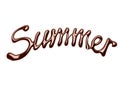 The word Summer is written by melted chocolate on a white background Royalty Free Stock Photo