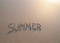 Word summer written in the sand Royalty Free Stock Photo