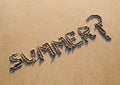 Word summer written in the sand with a question mark Royalty Free Stock Photo