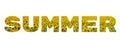 The word `Summer`. Yellow inscription on white background. Royalty Free Stock Photo