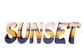 The word SUNSET in 3d Royalty Free Stock Photo