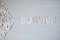 The word SURVIVE, Wooden letters on a wooden table Royalty Free Stock Photo