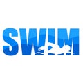 word swim with swimmer silhouette Royalty Free Stock Photo