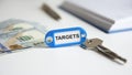 The word targets is written on the blue key fob Royalty Free Stock Photo