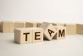 the word team on the wooden cubes blue text Royalty Free Stock Photo