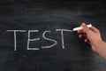 The word test was written on a blackboard with white chalk Royalty Free Stock Photo