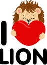 Word text of i love lion