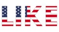 Word text like USA flag, vector word like styled under the us flag