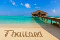 Word Thailand on beach Royalty Free Stock Photo