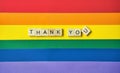 Word Thank you on hope rainbow background