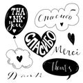 The word thank you written in different languages