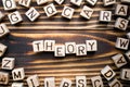 Word theory composed of wooden cubes