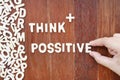 Word think possitive made with block wooden letters Royalty Free Stock Photo