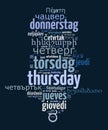 Word Thursday in different languages