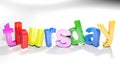 Thursday colorful 3D write - 3D rendering